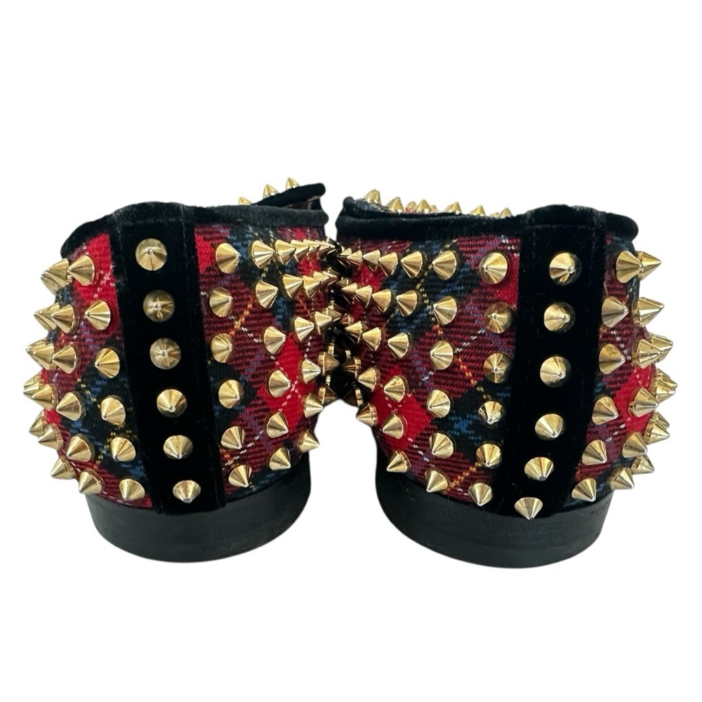 Christian Louboutin Rollerboy Spikes Loafers Mens 41.5 Red Tartan Studded - Picture 8 of 16